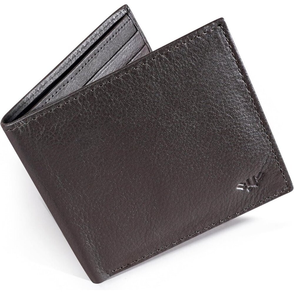 Men's Fashion Genuine Leather Bifold Chocolate Wallet Card Stylish Blocking
